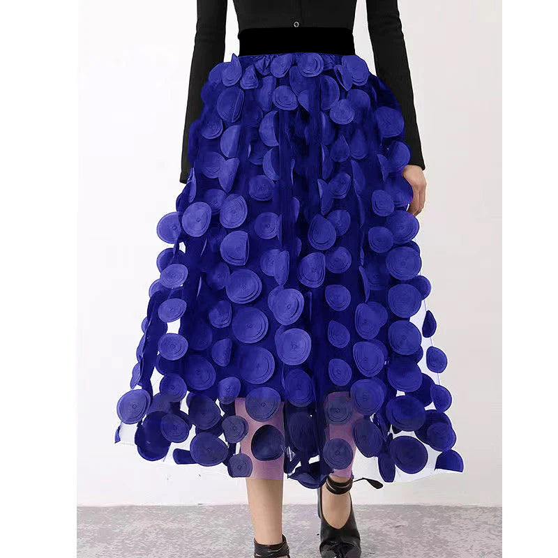 Émilie™ | Black Dot Patchwork Tulle Skirt Fall